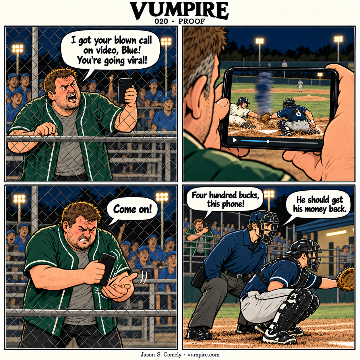 VUMPIRE 020: Proof. Four-panel comic. A complete transcript follows below.